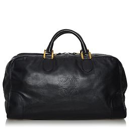 Loewe Reisetasche aus schwarzem Amazona-Leder Schwarz