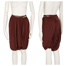 [Used] Jean Paul GAULTIER FEMME Stretch Gathered Drape Wrap Pants Brown 40 Other