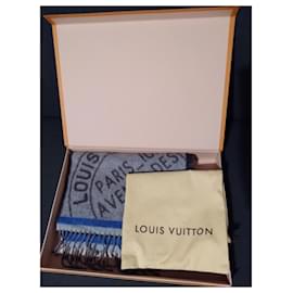 Autre Marque-Bufanda Louis Vuitton-Gris,Azul marino