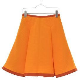 [Used] Sacai Luck 15SSLU891 Box pleated flared skirt Orange