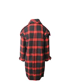 Burberry-Burberry Plaid Winter Coat in Red Wool-Other