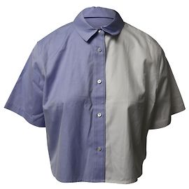 Camicia corta T by Alexander Wang in cotone blu e bianco Blu