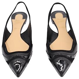 Christian Louboutin-Christian Louboutin Degradama Wavy Slingback Flats in Black Suede-Black