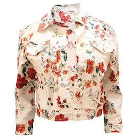 Maje-Maje Viflor Denim Jacket in Floral Print Cotton-Other