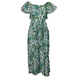 Temperley London-Temperley London Florrie Wrap Dress in Green Print Cotton-Other