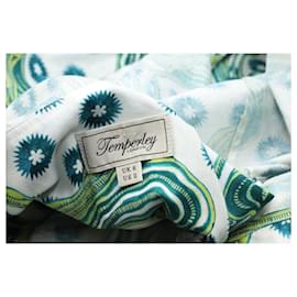 Temperley London-Vestido Wrap Temperley London Florrie em Algodão Verde Estampado-Outro