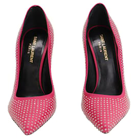 Saint Laurent-Zapatos de salón con punta en punta y tachuelas de Saint Laurent en cuero rosa-Rosa