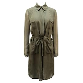 Diane Von Furstenberg-Diane Von Furstenberg Blaine Belted Jacket in Olive Green Silk-Green