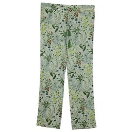 Tory Burch Pantalon à pompons en lin à imprimé floral Autre Imprimé python