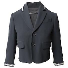 Dsquared2-Dsquared2 Blazer court avec bordure en métal en viscose noire-Noir