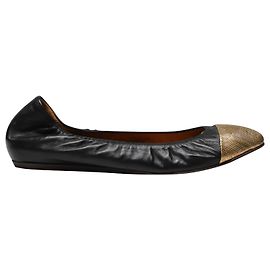 Ballerine Lanvin con Puntale Oro in Pelle Nera Nero