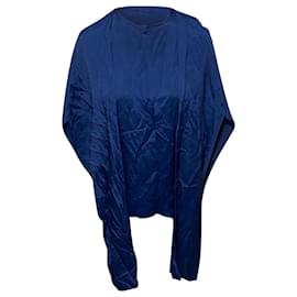 Céline-Camisola de mangas Celine Cape em seda azul-Azul