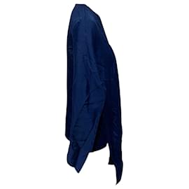 Céline-Camisola de mangas Celine Cape em seda azul-Azul