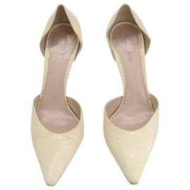 Giorgio Armani-Zapatos de salón con punta en punta y efecto cocodrilo de Giorgio Armani en piel color marfil-Blanco,Crudo