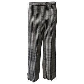 Jil Sander Cropped Checked Wide-leg Pants in Grey Wool Grey
