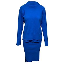 Donna Karan DKNY Set aus Pullover und Rock in blauer Viskose Blau