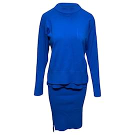 Donna Karan-DKNY Set aus Pullover und Rock in blauer Viskose-Blau