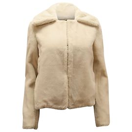 Theory Jacket in Ivory Faux Rabbit Fur White Cream