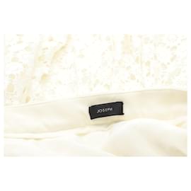 Joseph-Joseph Pleated Lace Midi Skirt in Cream Cotton-White,Cream