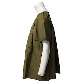 Jil Sander-Jil Sander Gathered Short Sleeves Top in Olive Green Cotton-Green,Olive green