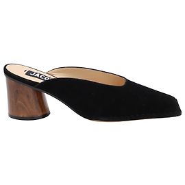 Sabot Jacquemus Sabah con punta squadrata in camoscio nero Nero