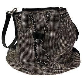 Borsa Michael Kors Frankie Mesh Bucket in Argento e Pelle Nera Argento