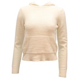 Alice + Olivia Strick-Hoodie aus weißer Baumwolle Weiß
