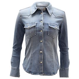 alla.l.C. Camicia Button Down Sullivan in denim di cotone blu Blu