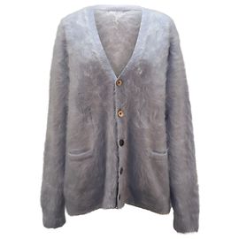 R13 Distressed Japanese Combed Cardigan aus blauem Kaschmir Blau Hellblau