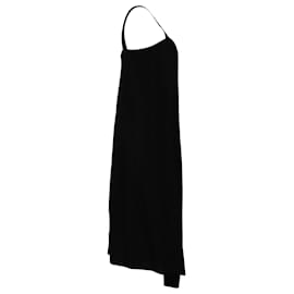 Vince-Vince Draped Sleeveless Midi Dress in Black Linen-Black