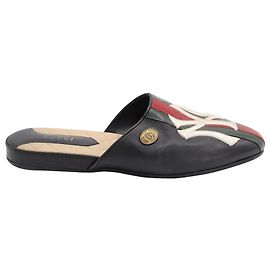 Gucci NY Yankee Pantoletten aus schwarzem Leder Schwarz