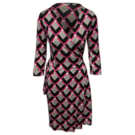 Diane Von Furstenberg-Diane Von Furstenberg Geometric Wrap Dress in Multicolor Silk-Multiple colors