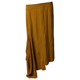 Marni-Marni Asymmetric Crepe Midi Skirt in Orange Viscose-Orange