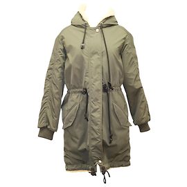 Coach 1941 Shearling Reversible Parka in Green Polyester Green