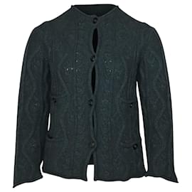 Chanel-Chanel Cable Knit Cardigan in Teal Cashmere-Other,Green