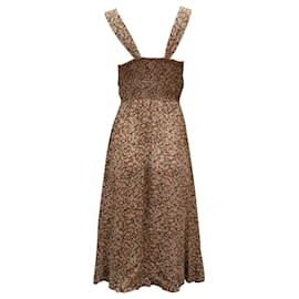 Faithfull the Brand-Faithfull The Brand Yasmin Floral-Print Sleeveless Midi Dress in Brown Rayon-Other