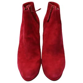 Alexander Mcqueen-Ankle Boots Alexander McQueen em camurça vermelha-Vermelho
