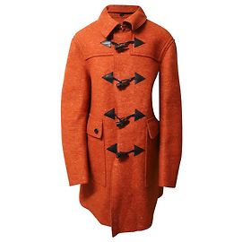 Burberry Prorsum Duffle Coat in Orange Wool Orange