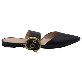 Coach Black Flat Mules in Black Leather Black
