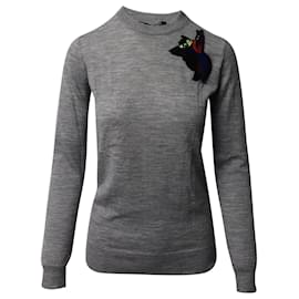 Proenza Schouler-Proenza Schouler Patch Sweater in Grey Wool-Grey
