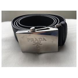 Prada-s’affinaient leather Belt-Black,Silvery
