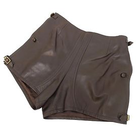 Hermès [Used] Hermes Rare Leather Pants Short Bottoms Brown 36 Brown