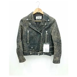 ACNE STUDIOS (Akne) gefütterte Reiterjacke / 34 / Rindsleder / SCHWARZ / uni / 2015 Modell Schwarz