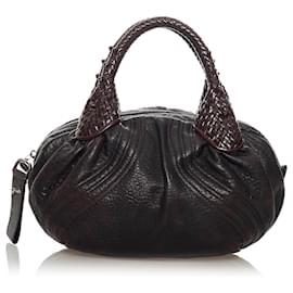 Fendi-Fendi Brown Spy Leather Handbag-Brown,Dark brown