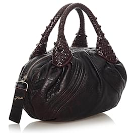Fendi-Fendi Brown Spy Leather Handbag-Brown,Dark brown