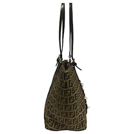 Fendi-Fendi Brown Zucchino Canvas Tote Bag-Brown,Golden