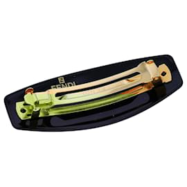 Fendi-Fendi Black Zucca Barrette Hair Clip-Black