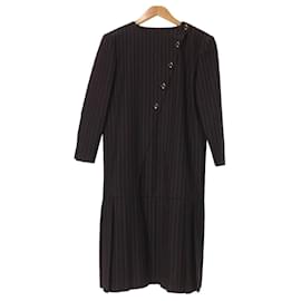 Christian Dior-Christian Dior Long sleeve dress / M / wool / BLK / stripe-Black