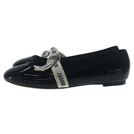 Christian Dior Flache Pumps / 39 / BLK / Emaille Schwarz