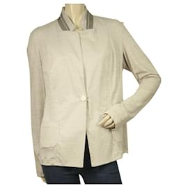 Fabiana Filippi-Fabiana Filippi Gris Lin Coton Cardigan Veste Légère XXL-Gris